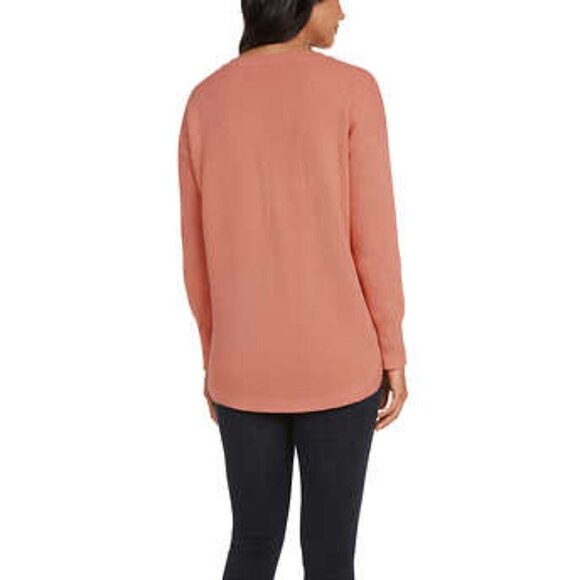 NEW Matty M Honeycomb Crewneck Sweater | Coral - Picture 3 of 4